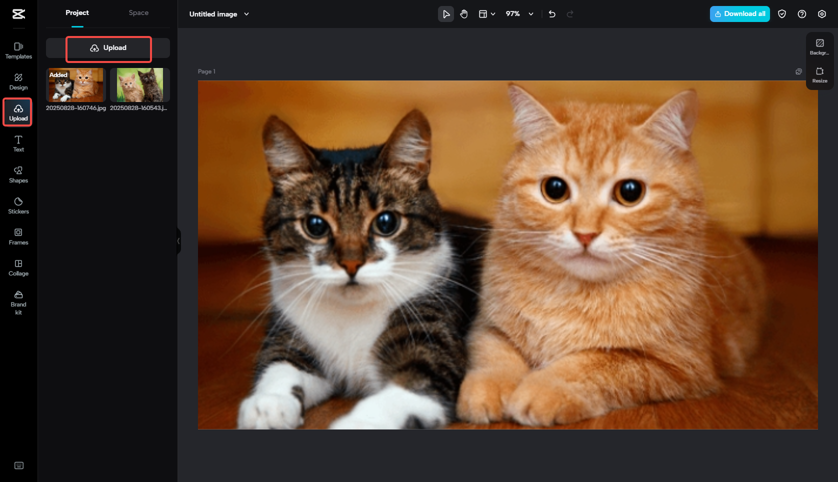 Carica l'immagine su CapCut