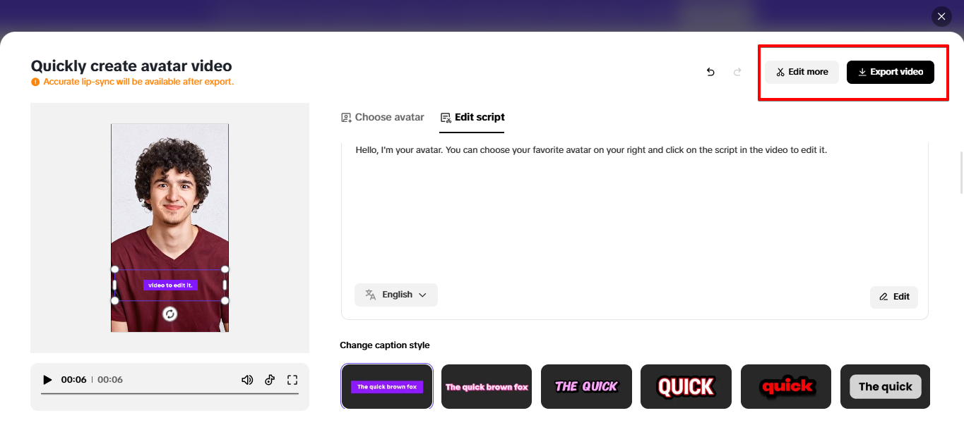 Exporting influencer video from Pippit
