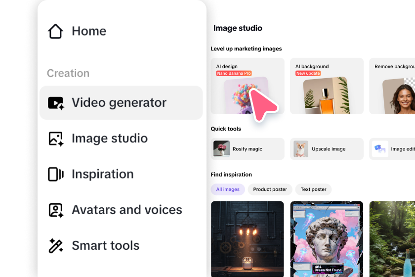 Access the AI design tool
