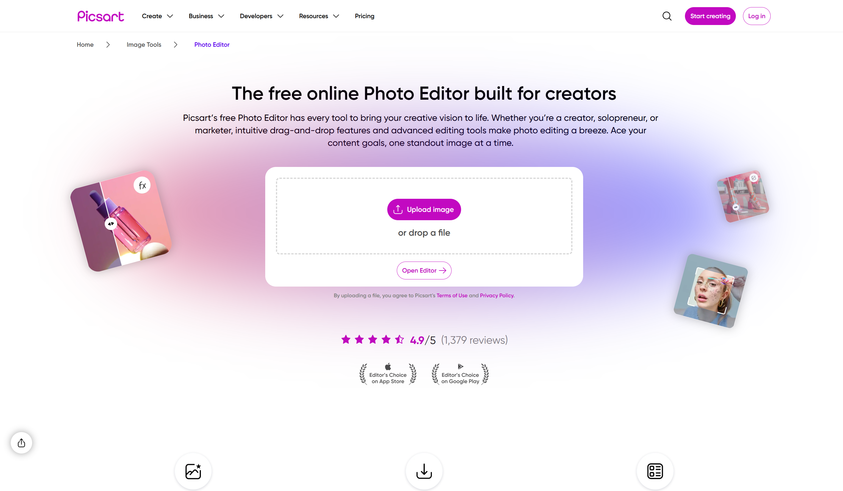 Use the Picsart image editor online