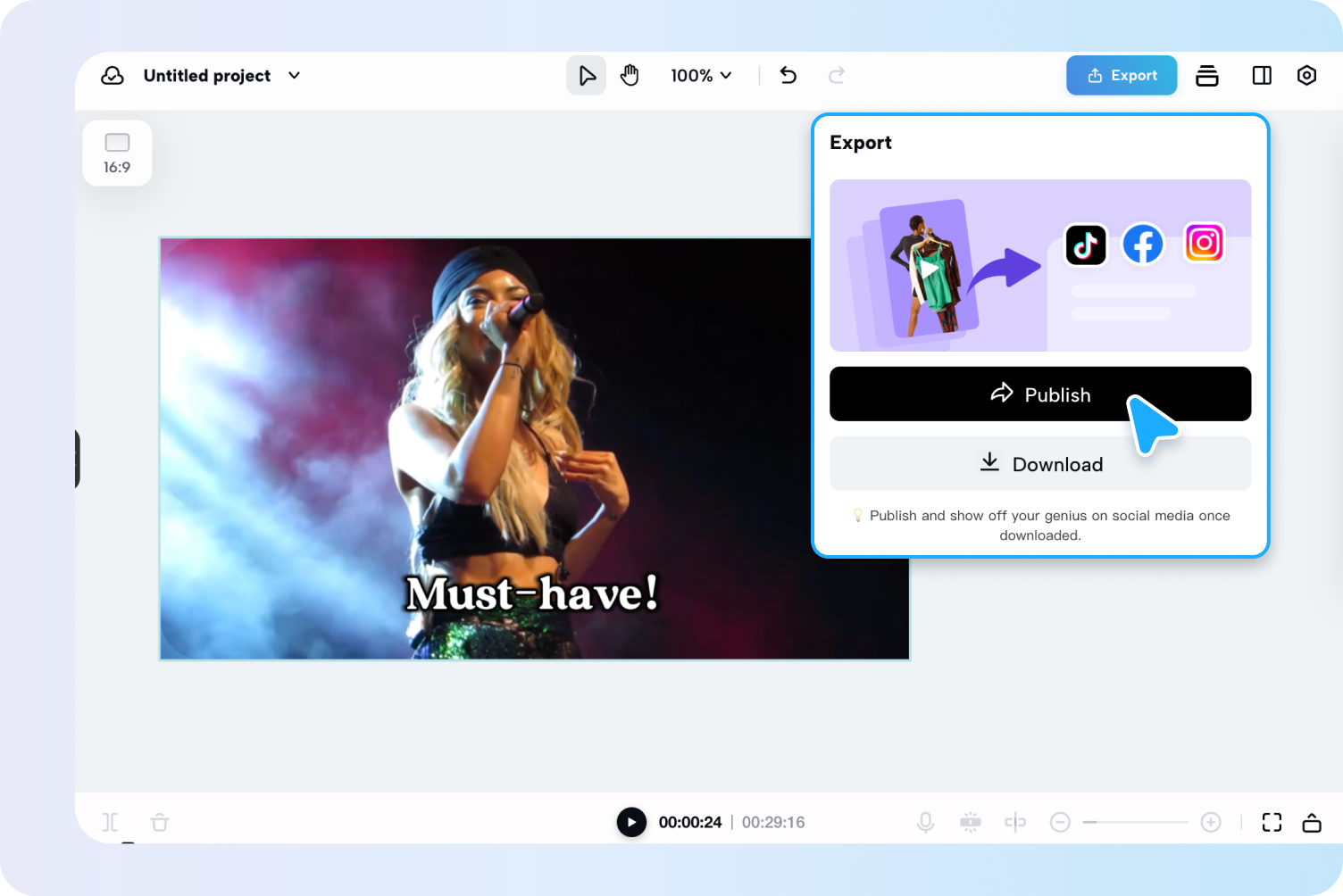 Exportar e compartilhar vídeo