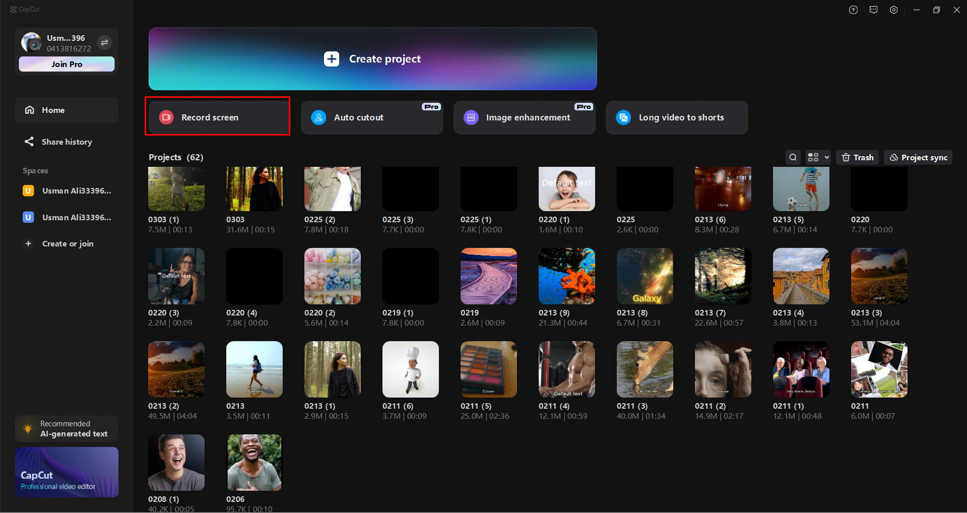 Using the built-in screen recorder in the CapCut desktop video editor