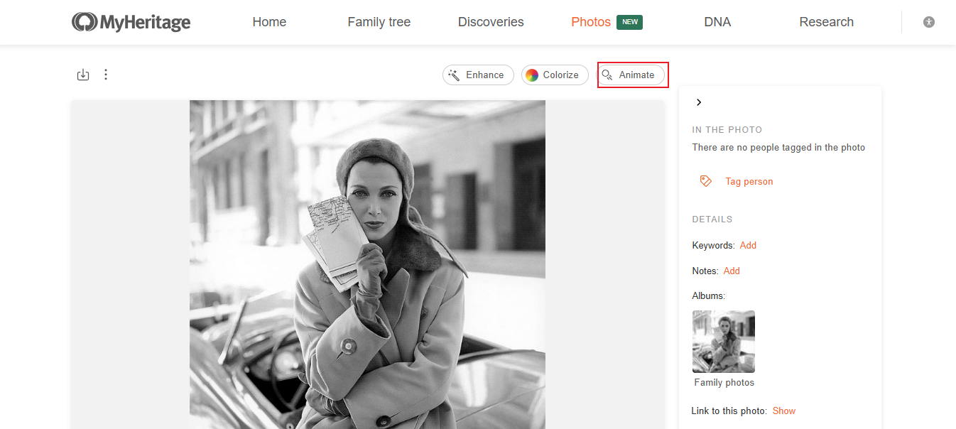 myheritage photo animation