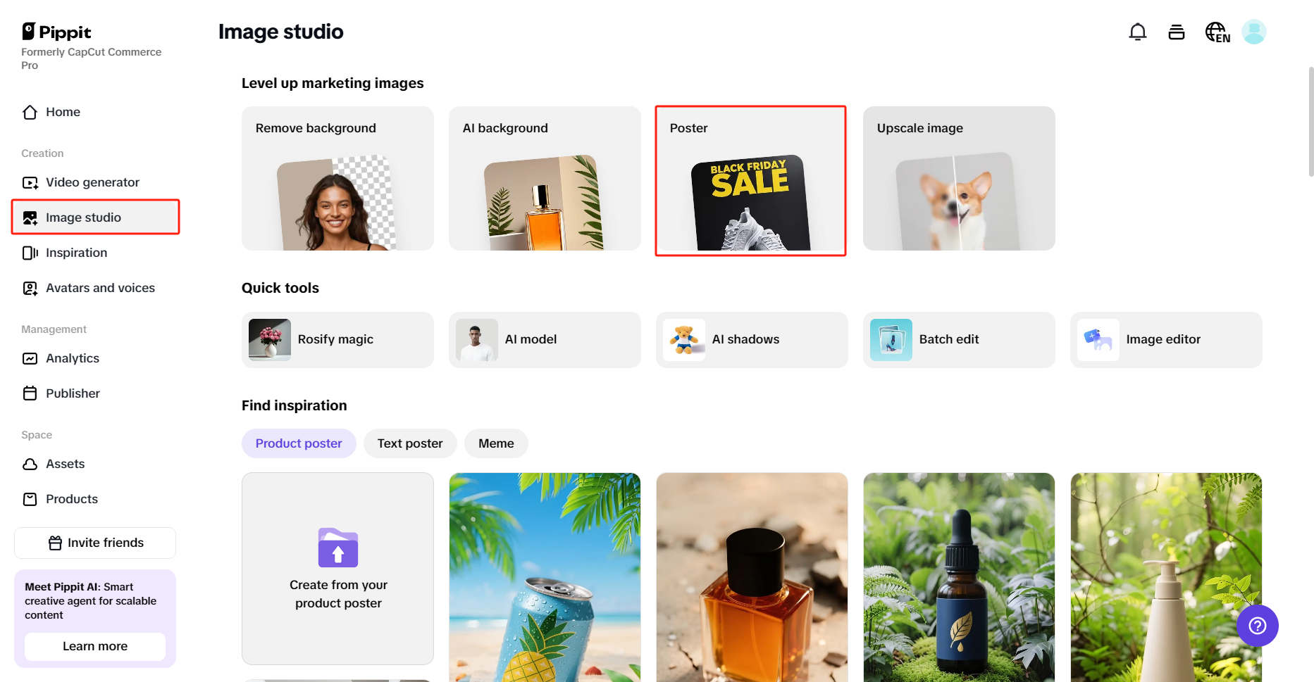 Choose poster from image studio