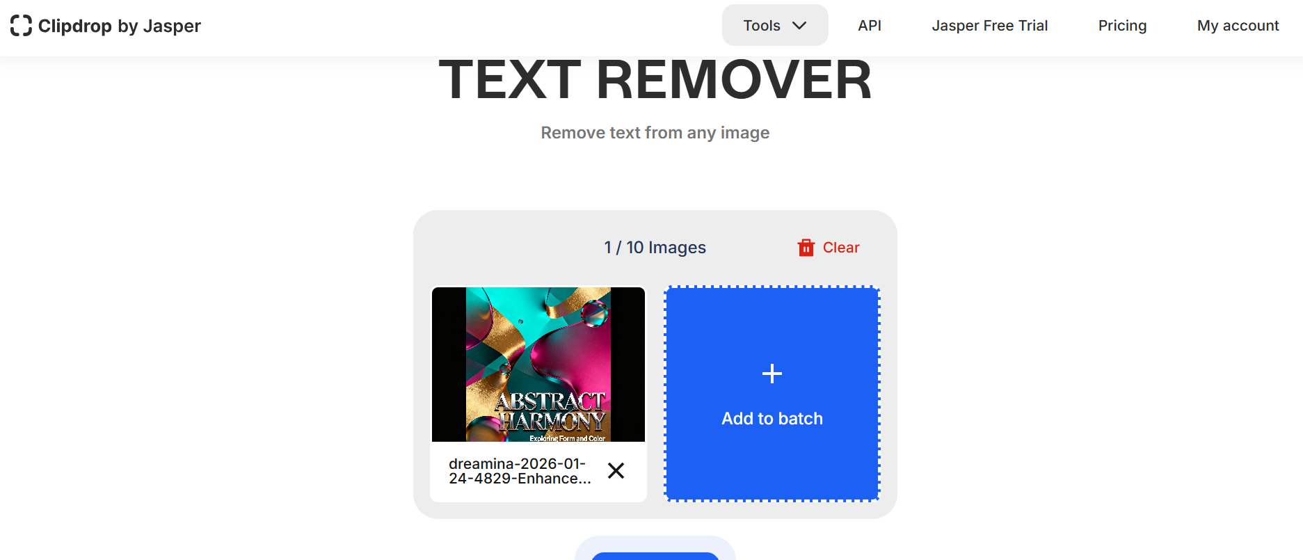 ClipDrop interface: graphics editor online
