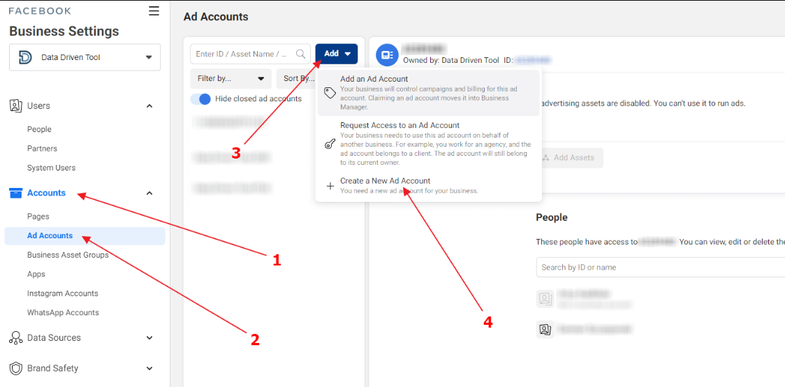 Buat akun iklan Anda dan beri nama