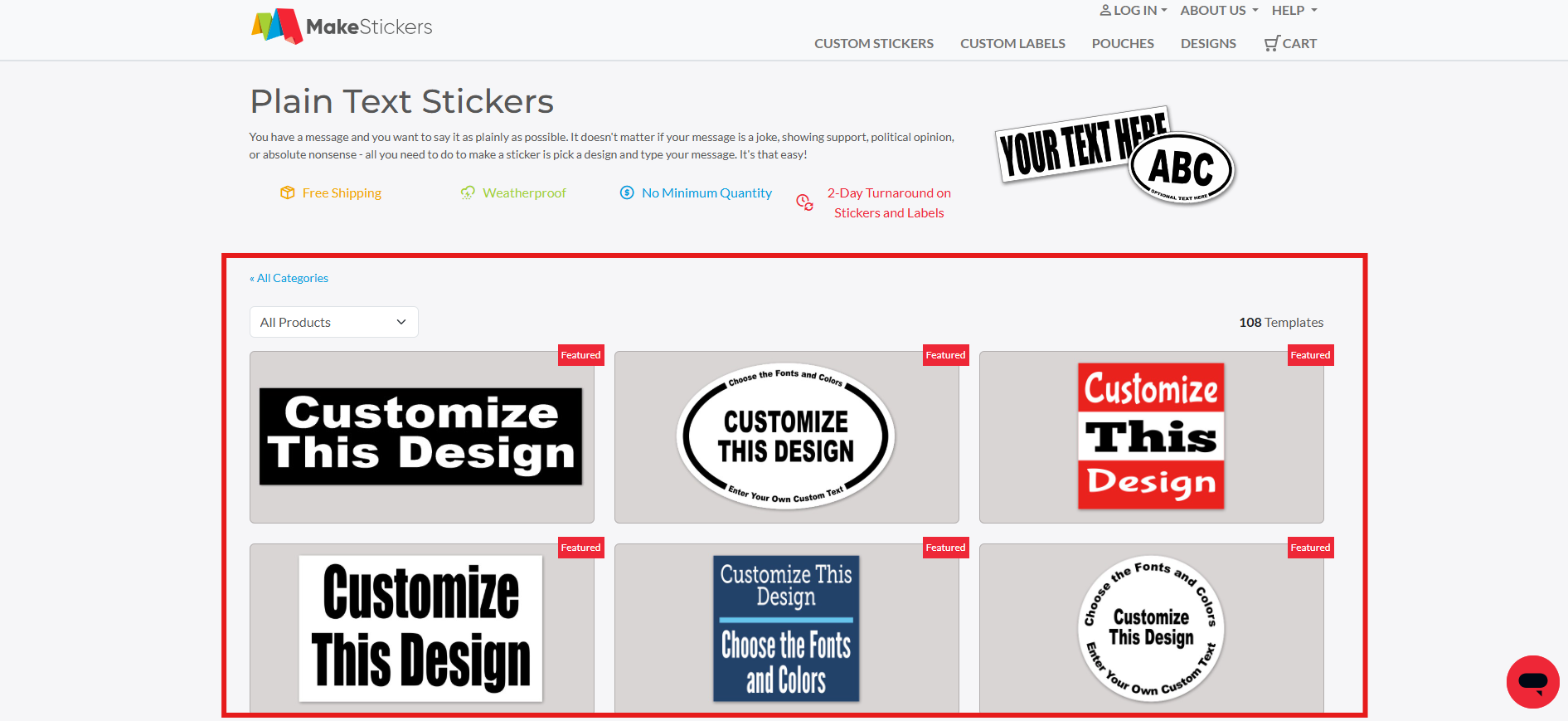 Browse templates in MakeStickers