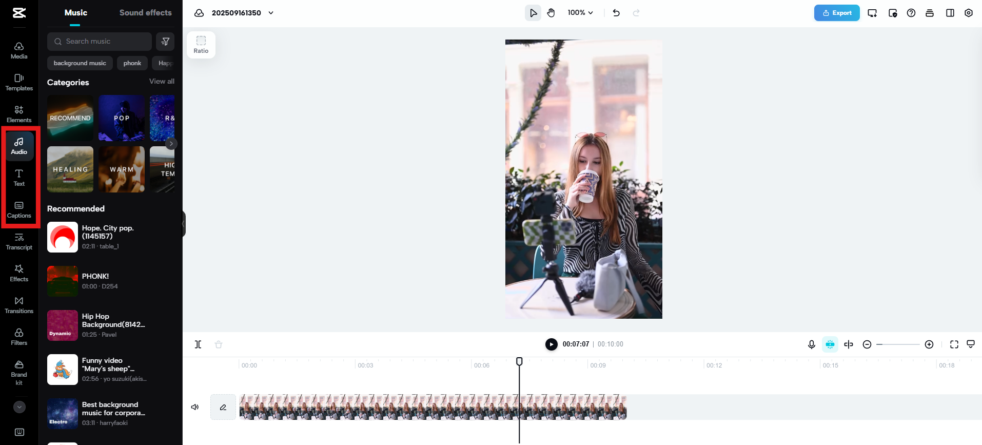Enhance with captions and music