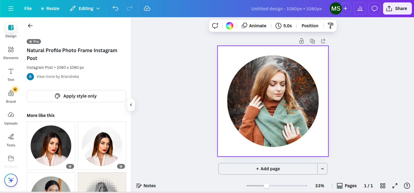 Canva cropping tool features a circle crop to easily crop pictures