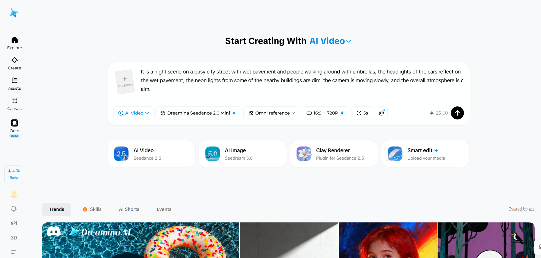 Immissione di un prompt video in Dreamina