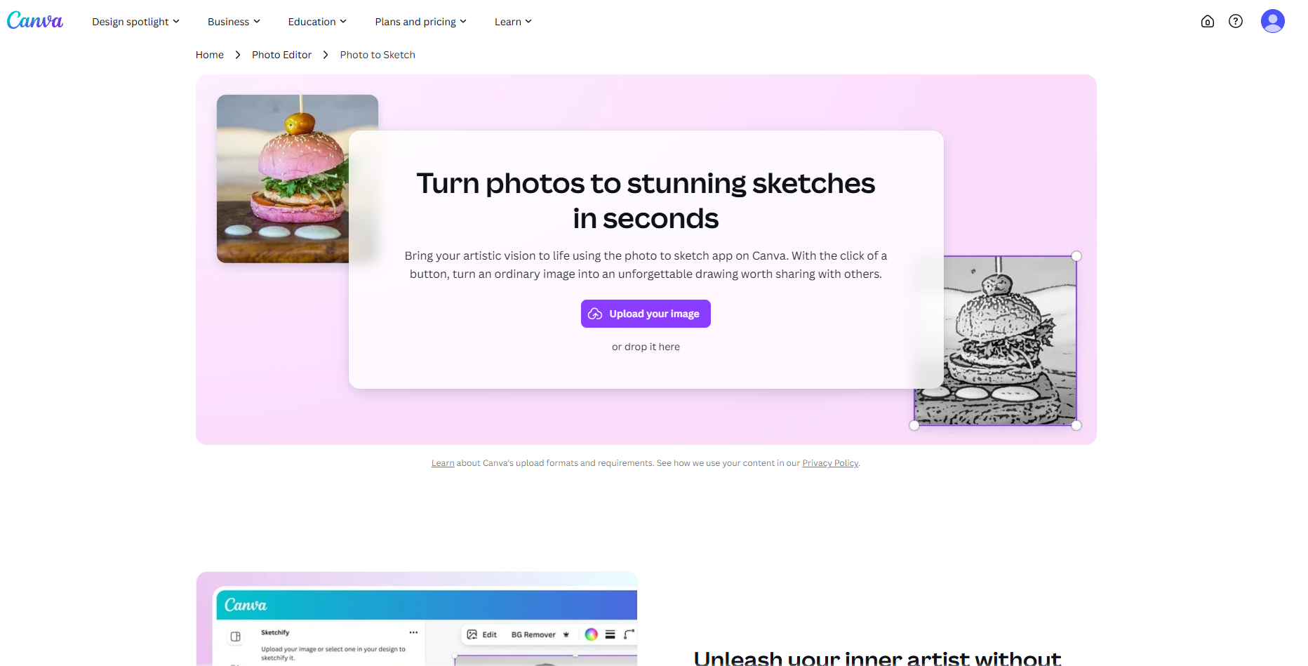 Canva homepage