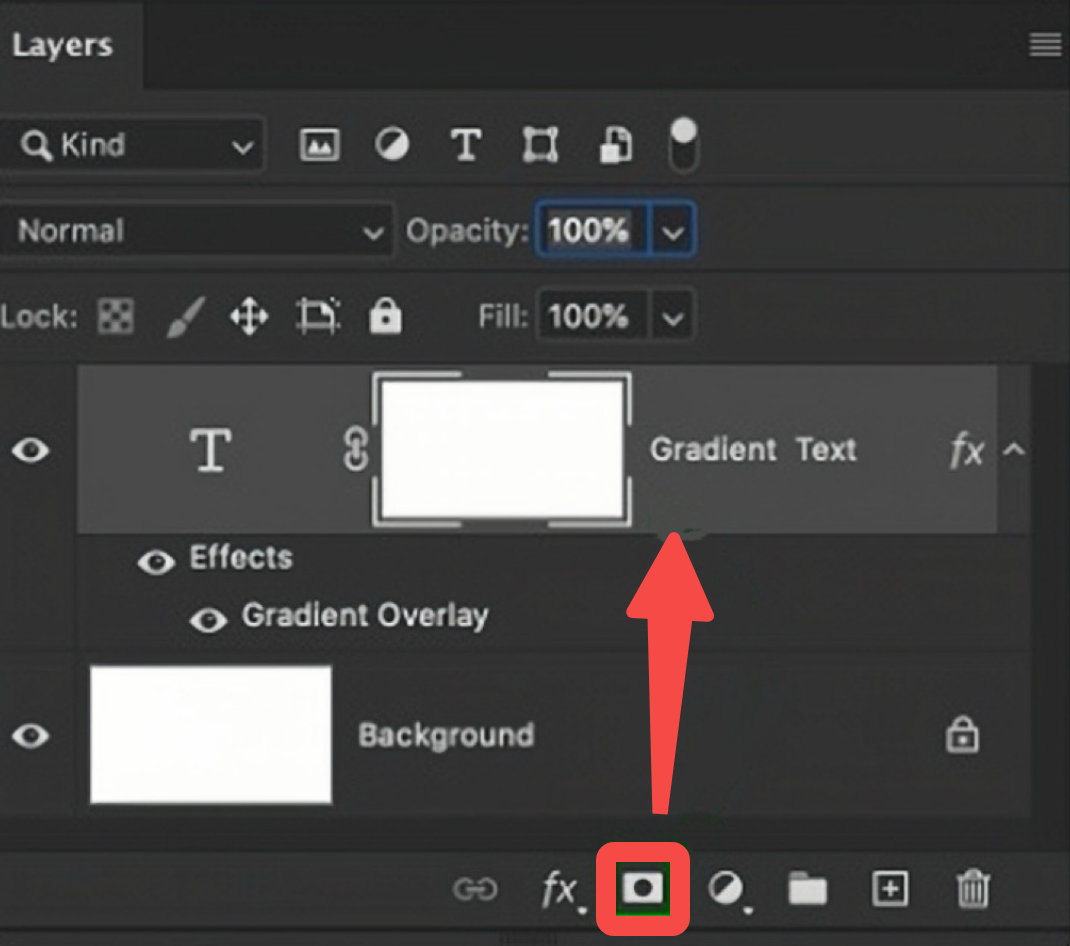 Adding a layer mask to the text layer in Photoshop