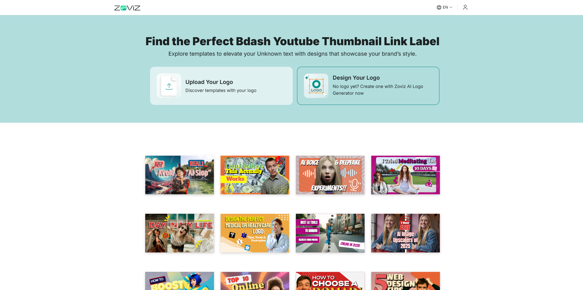 Interface of Zovic - a valuable tool to customize gaming thumbnails