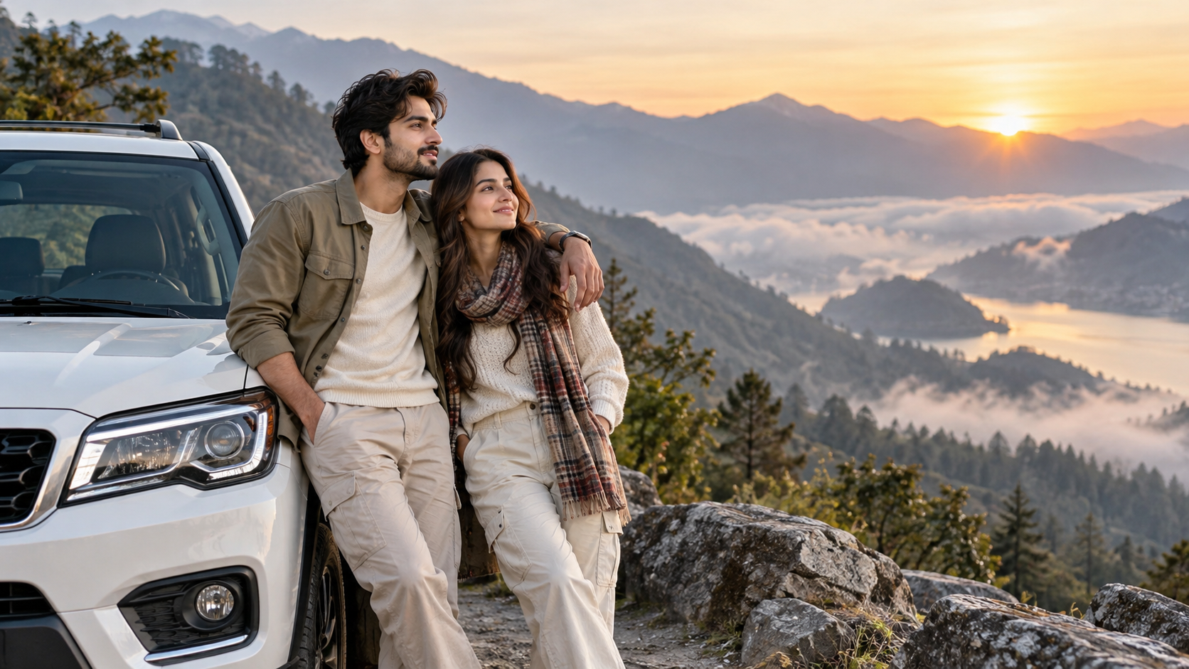 Mountain Couple Travel Photo example for rohan editz ai editing prompt