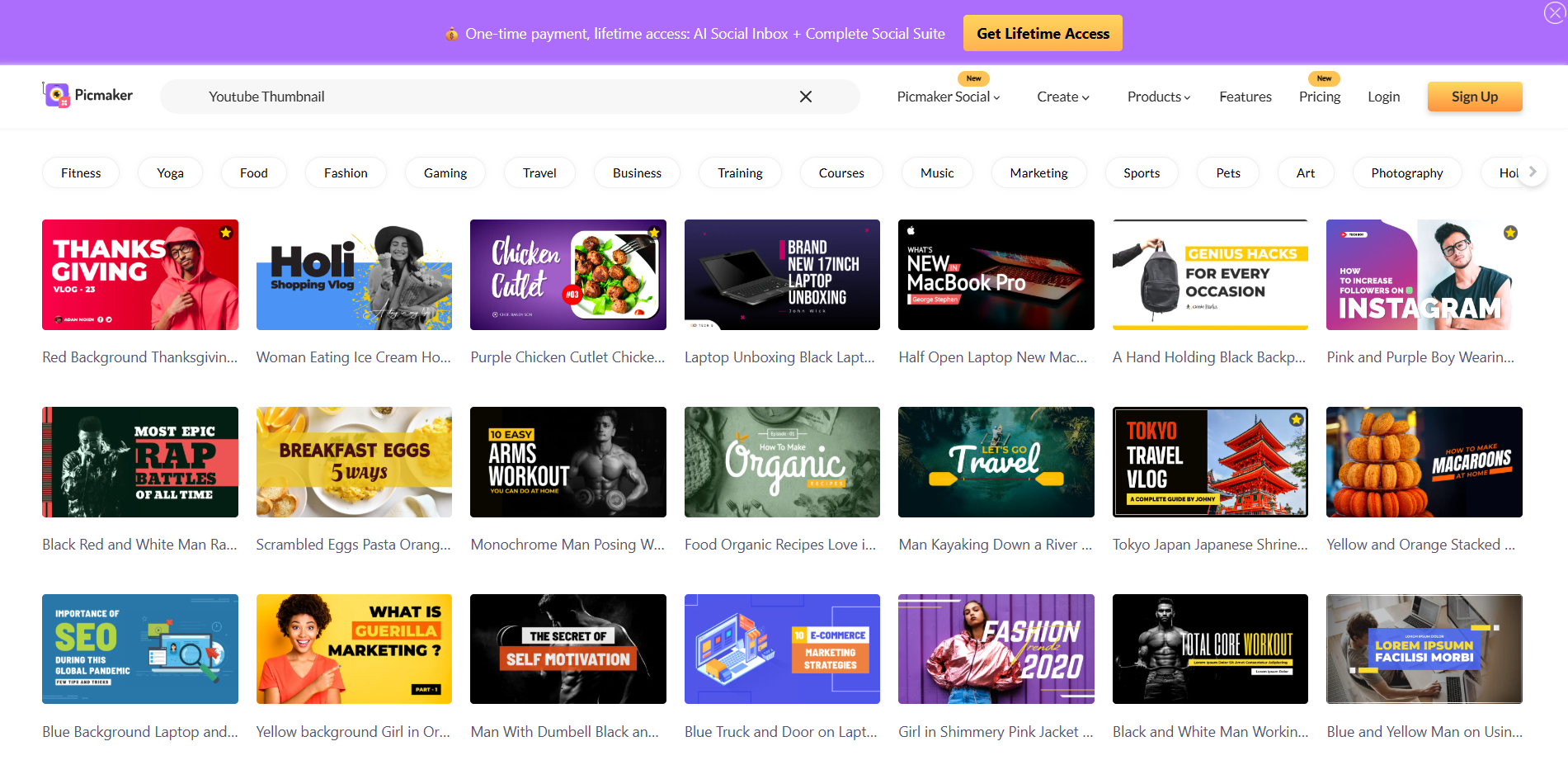 Interface of Picmaker - a resource to find YouTube thumbnail backgrounds