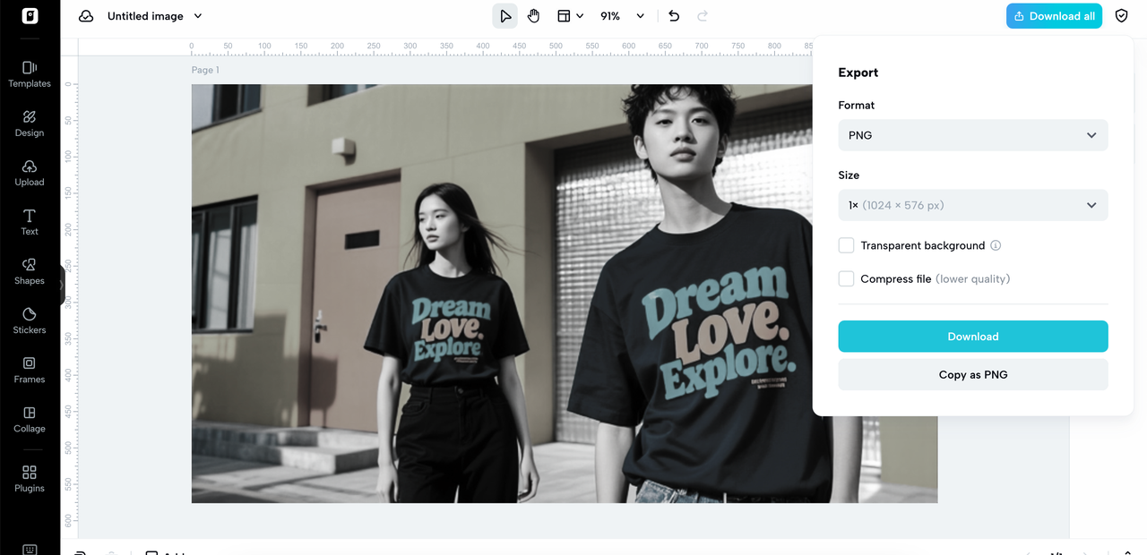 Exporte e compartilhe suas imagens