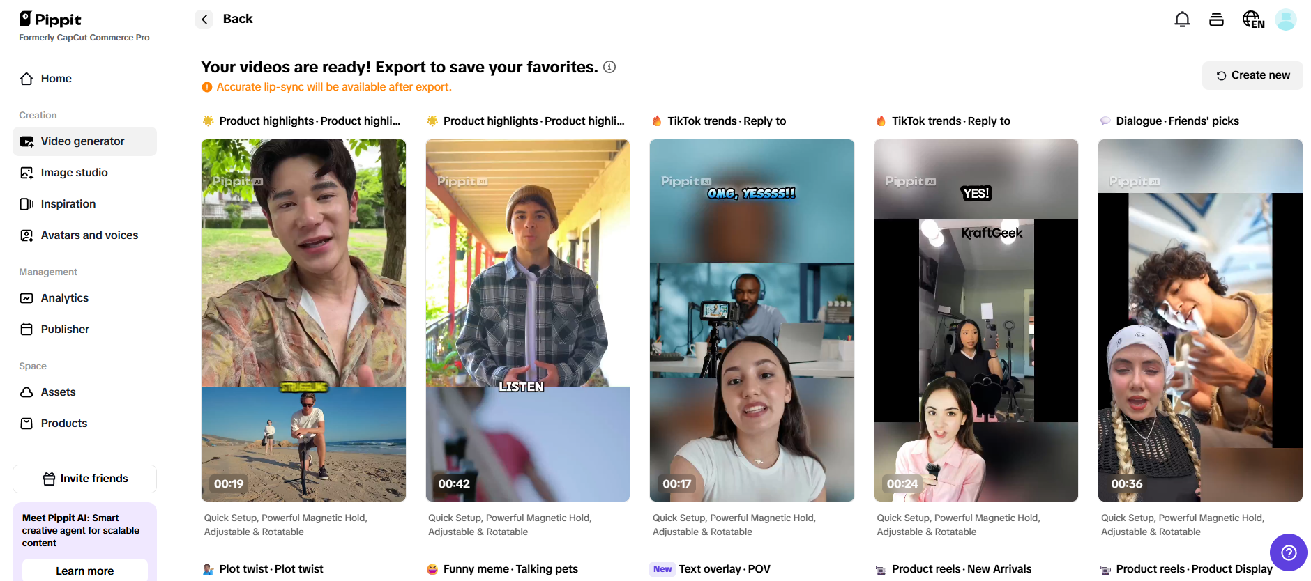 One-click content variations