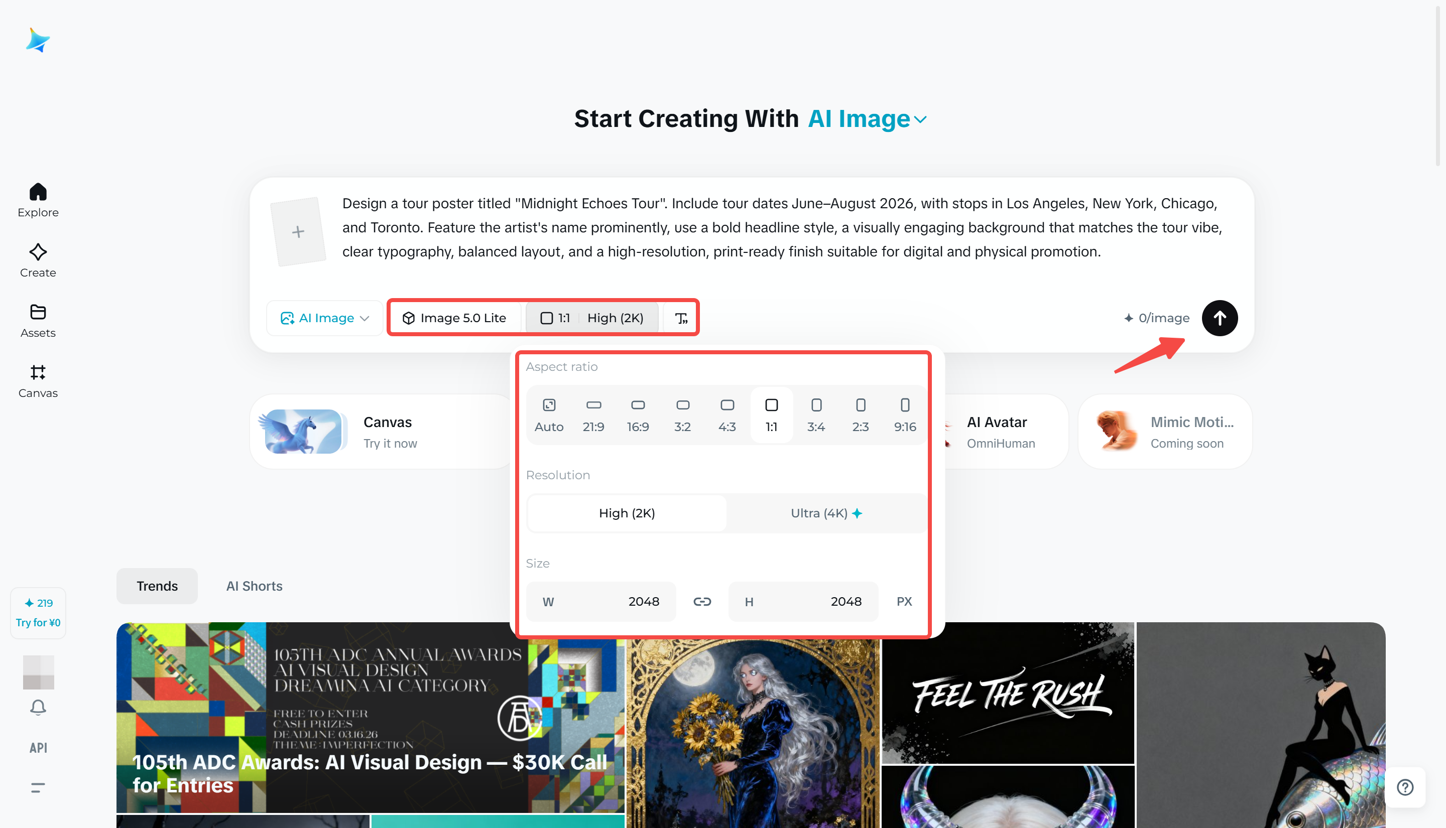 Ajusta la configuración para generar un diseño de cartel de recorridos