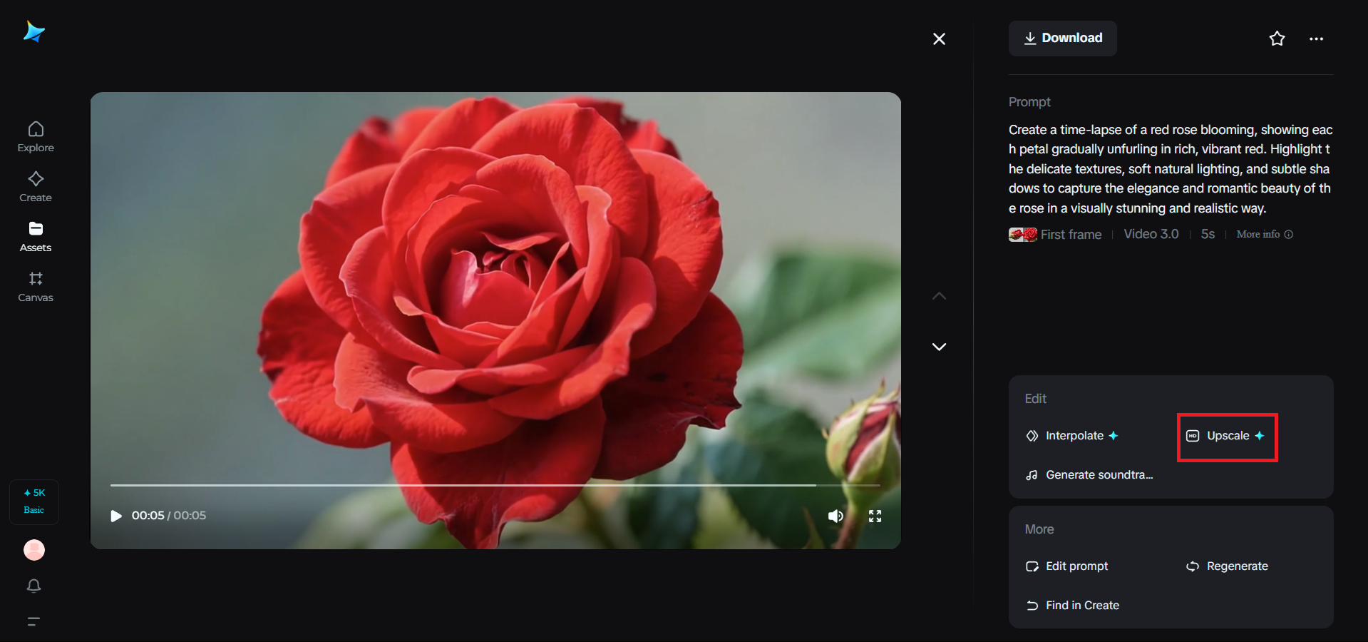 Tính năng nâng cấp độ phân giải trong Dreamina