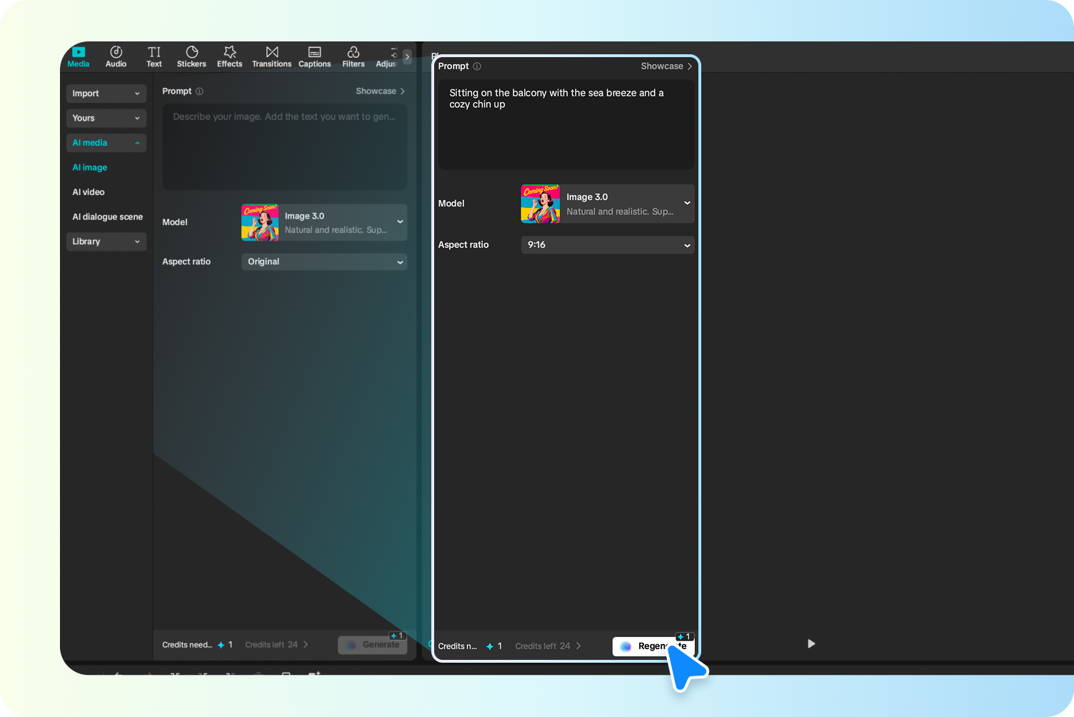 Inserindo prompt para criar imagens no gerador de imagens Free IA do CapCut