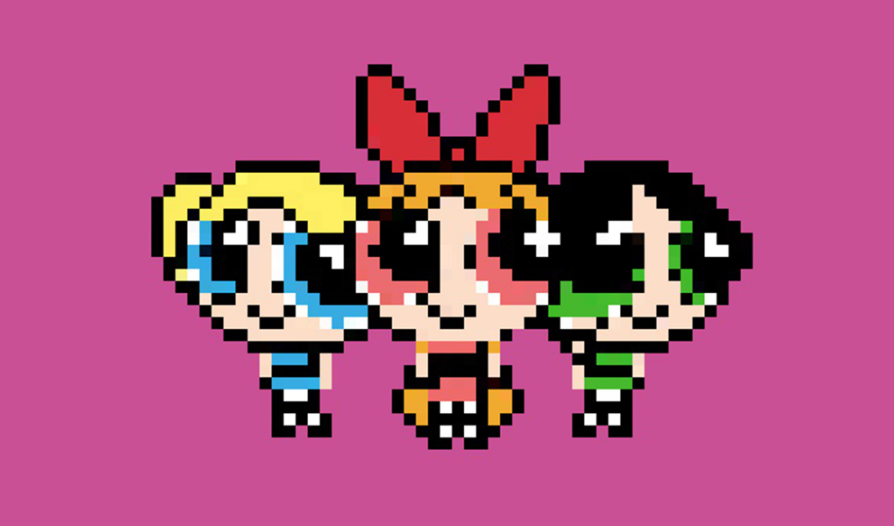 Cartoon pixel art characters