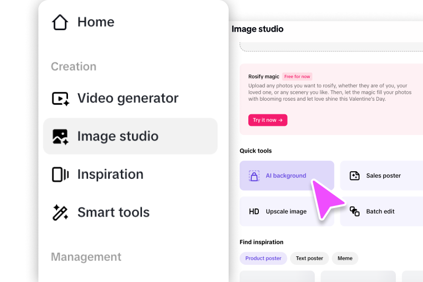 Open the AI background tool