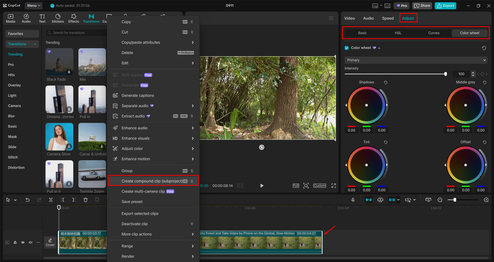 Pinagsasama ang mga video clip sa CapCut desktop video editor
