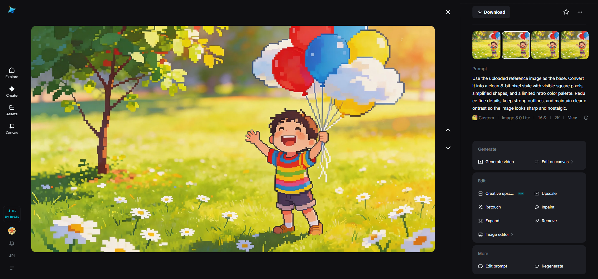 Refine the pixel look and download the result