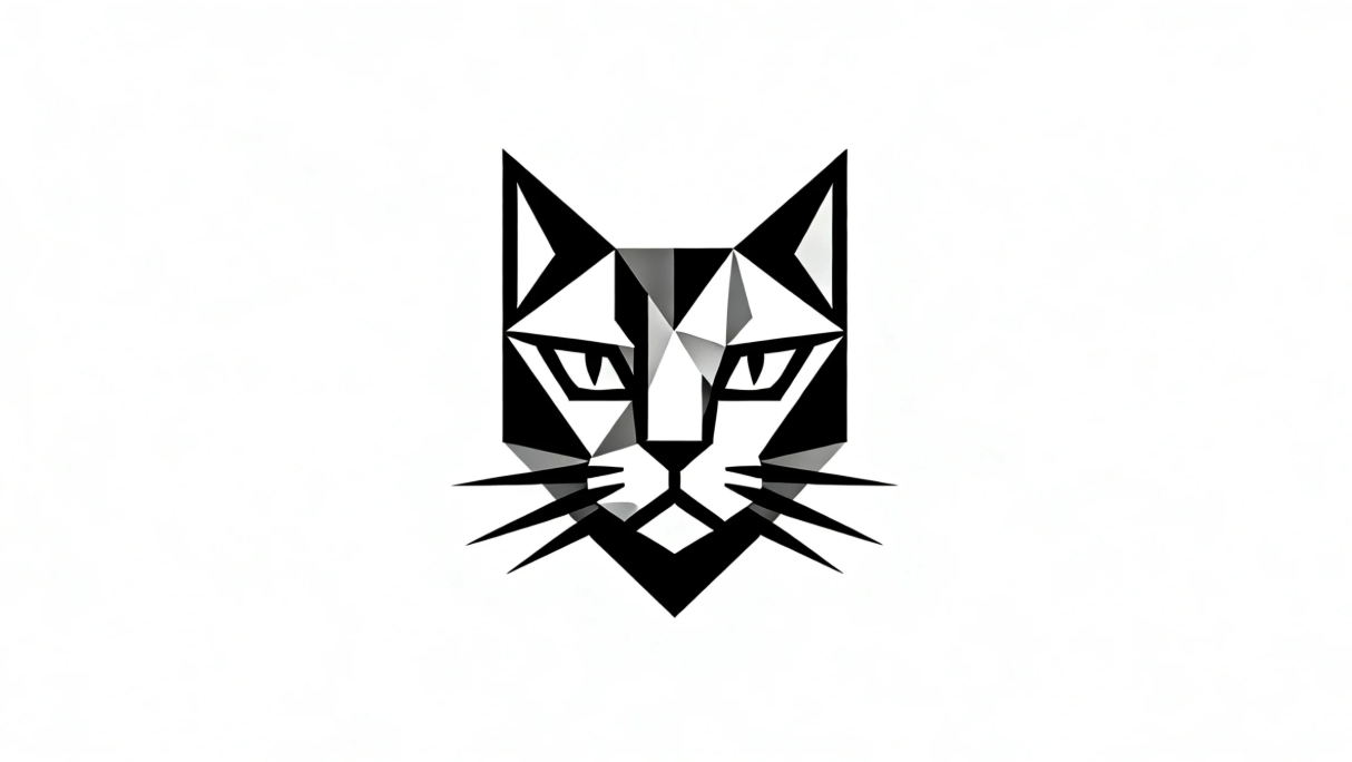 Geometric cat logo with sharp polygon shapes