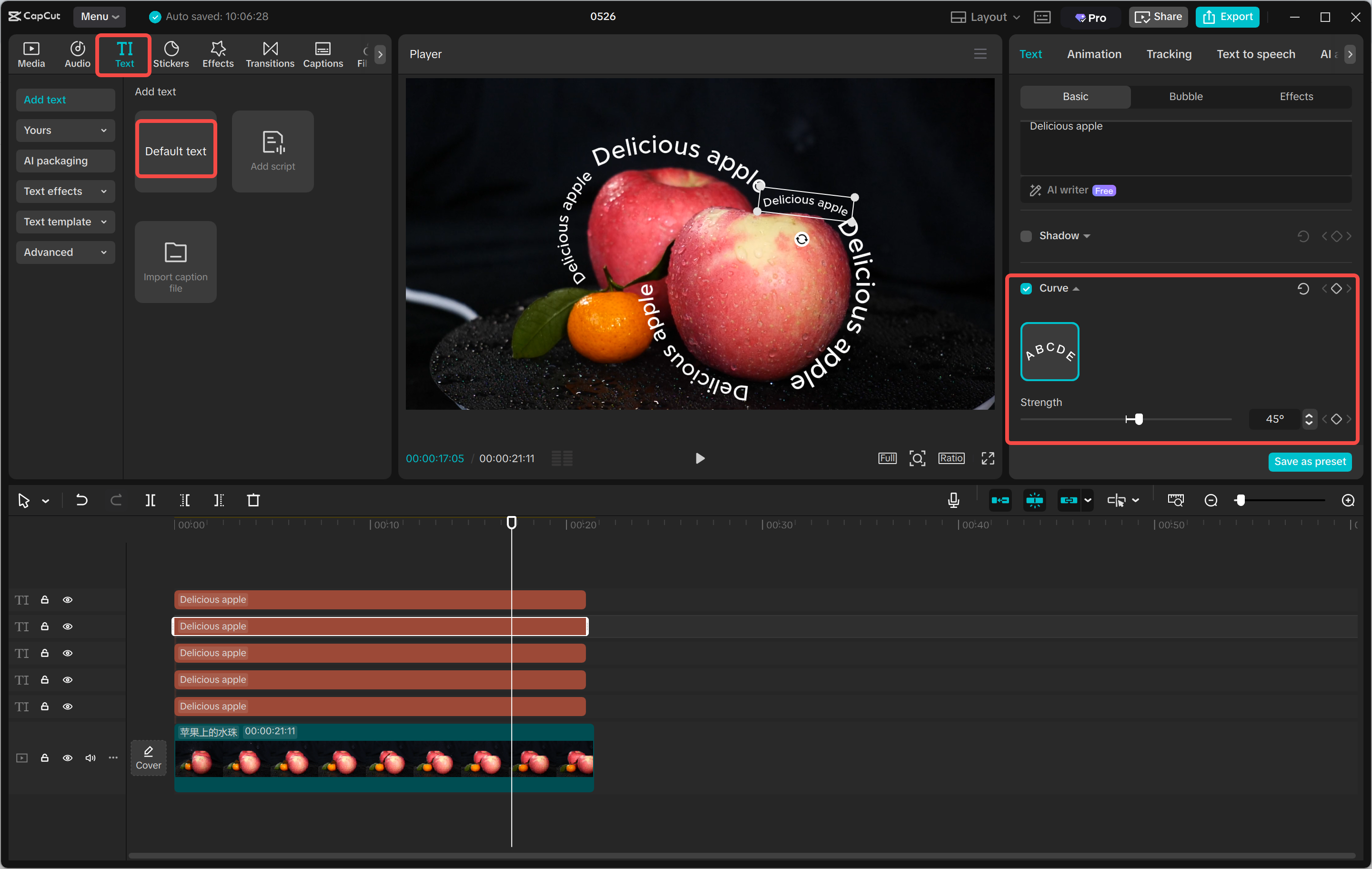 Wrapping text around an image using the CapCut desktop video editor