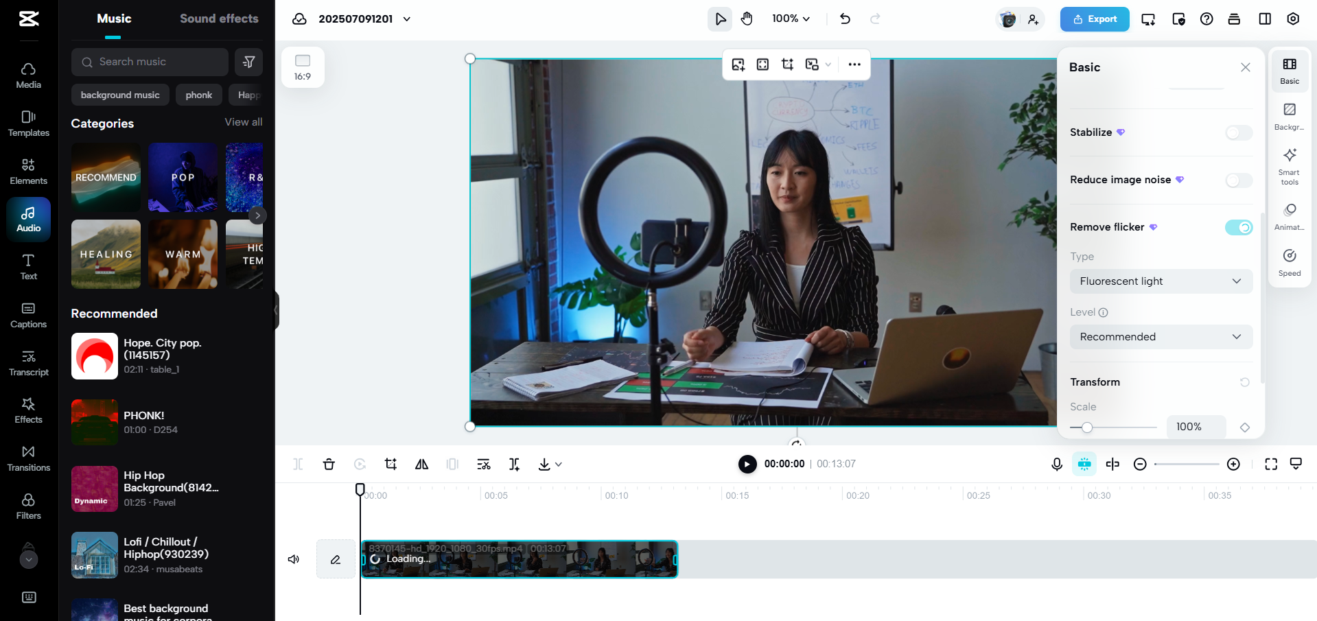 Interface of CapCut Web - a reliable tool for editing YouTube videos