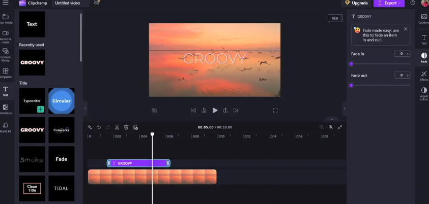 Add the karaoke text to the video using Clipchamp