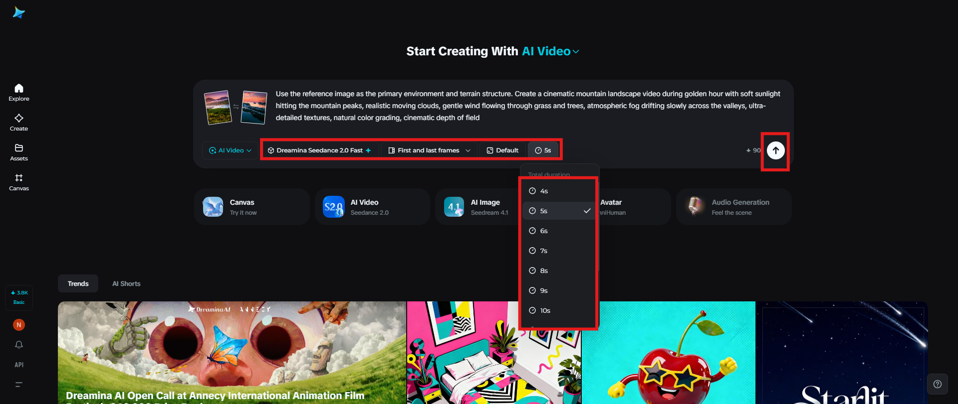 Select the video model and generate
