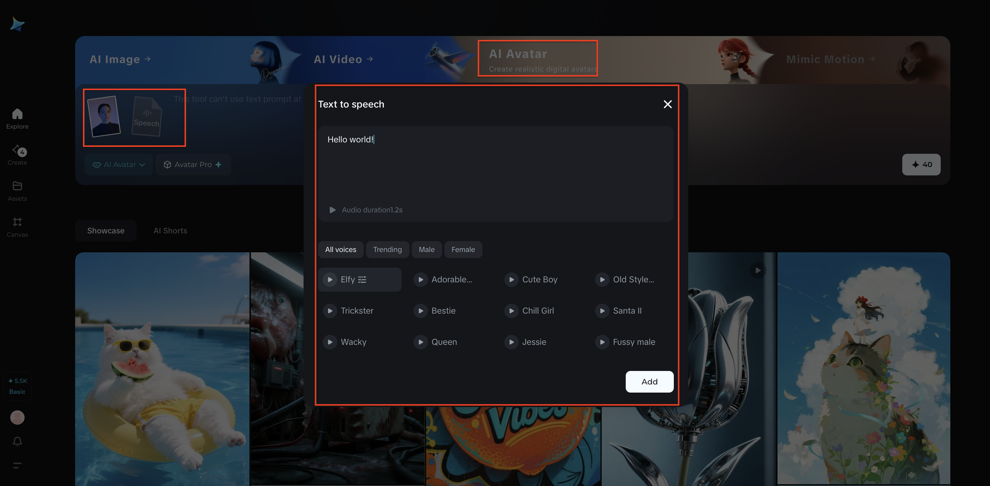 Upload image and add speech