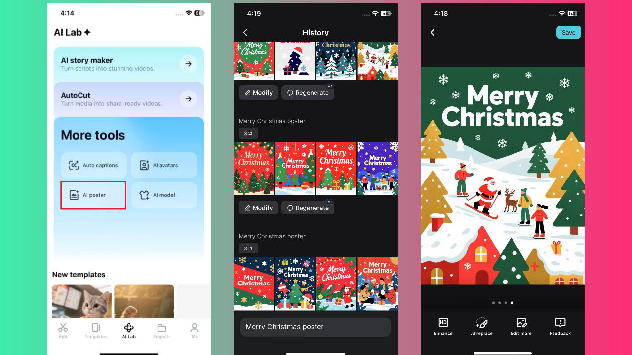 CapCut App Merry Christmas poster maker