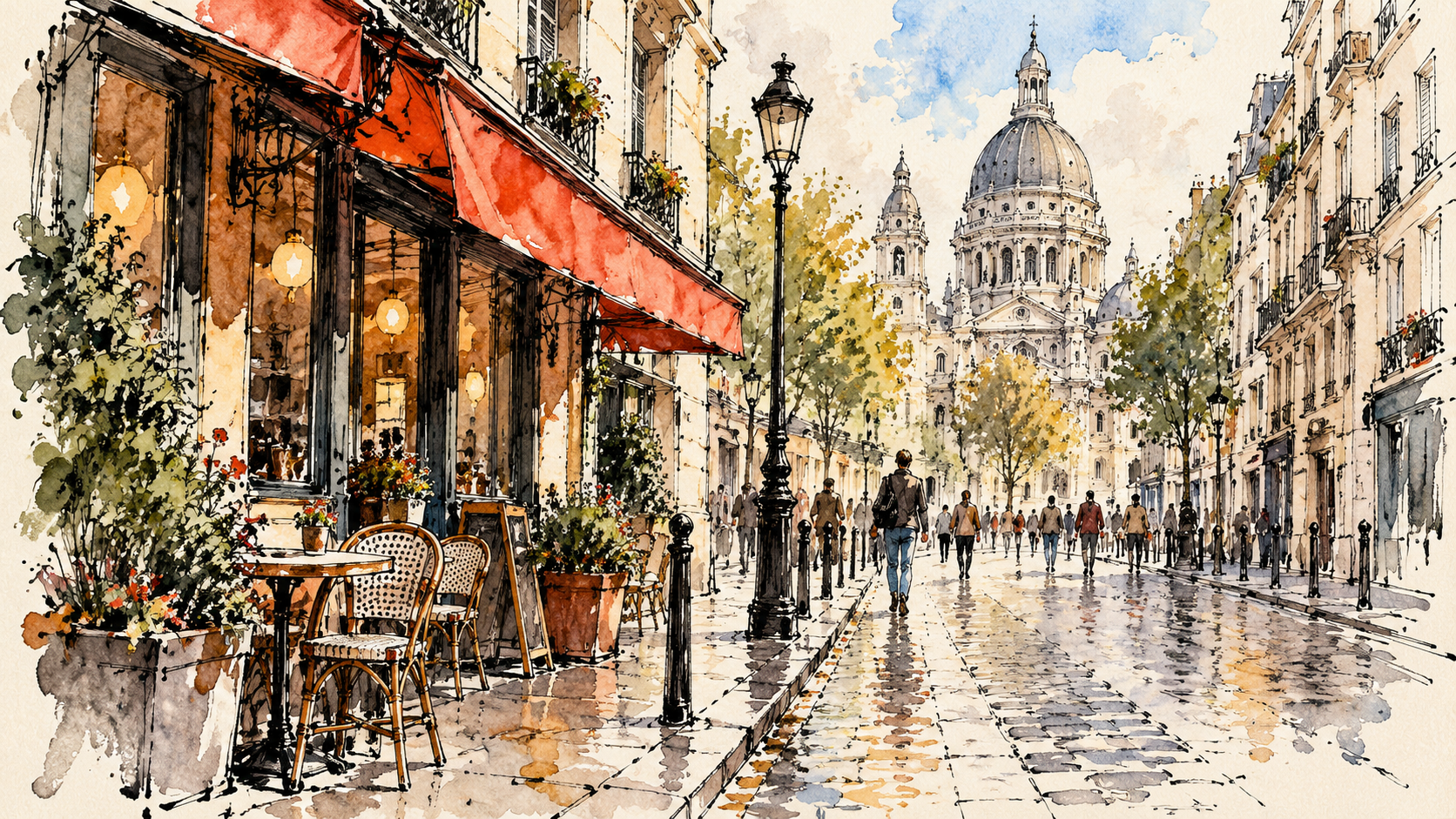 trasforma la foto in schizzo: Ink-and-Wash Street