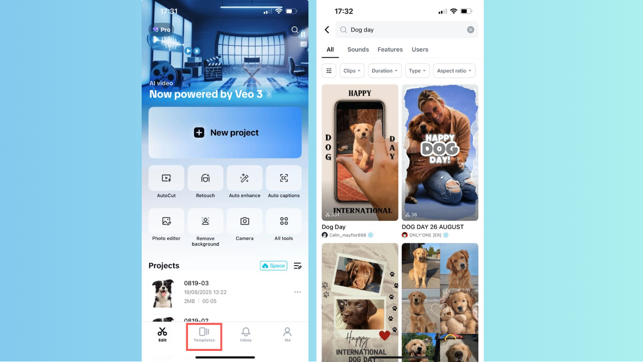 Greifen Sie auf Vorlagen zu und wählen Sie hundefreundliche Optionen aus