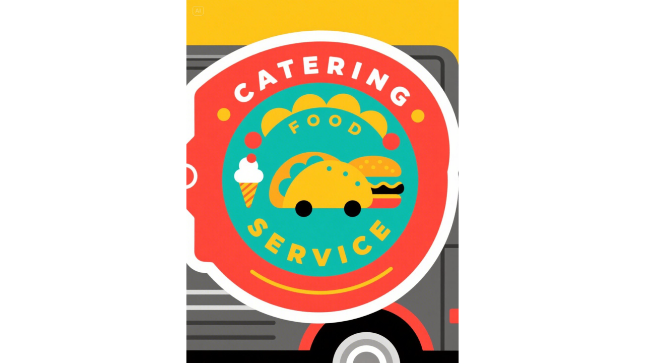 Logotipo de serviço de catering para food trucks
