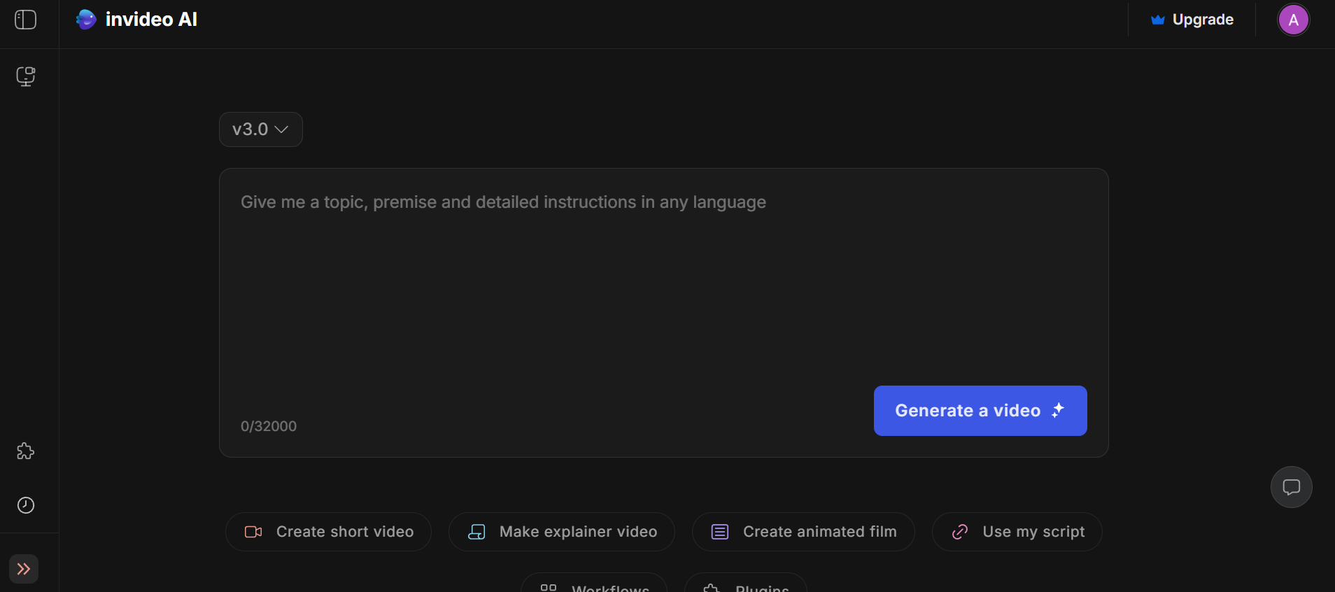 InVideo AI video generator interface