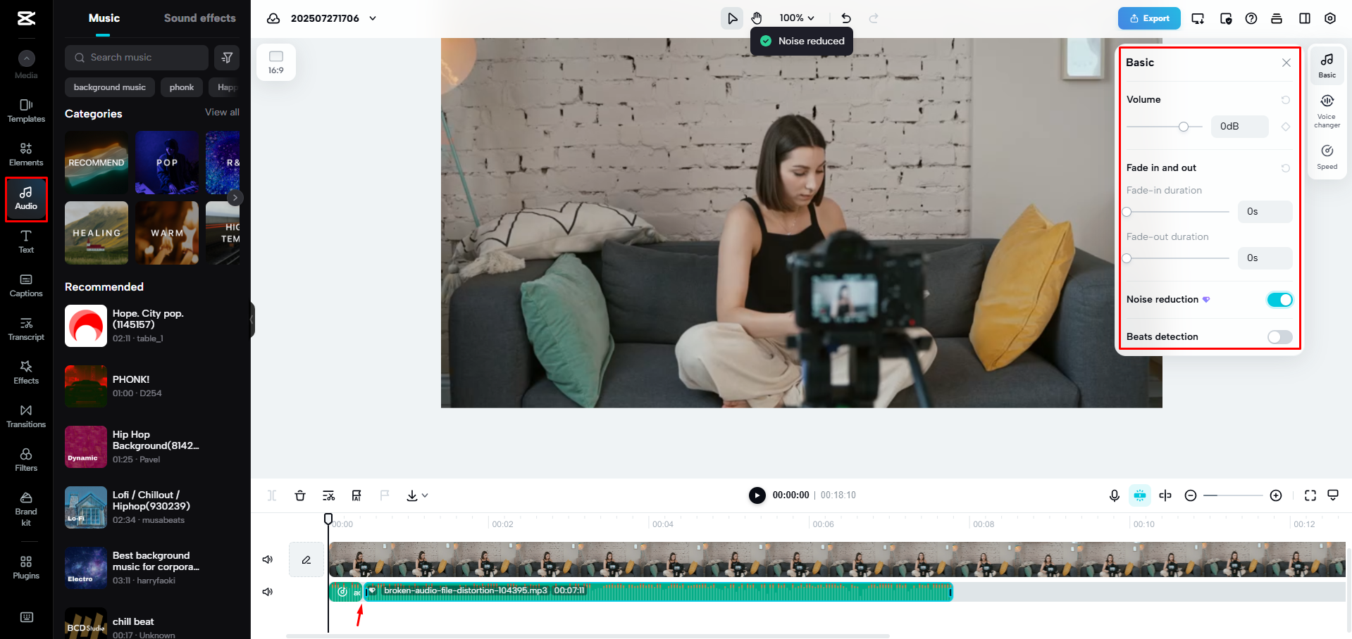 Die MP3-Dateien in CapCut Web zusammenführen