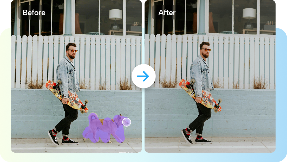 One click object removal with smart AI fill