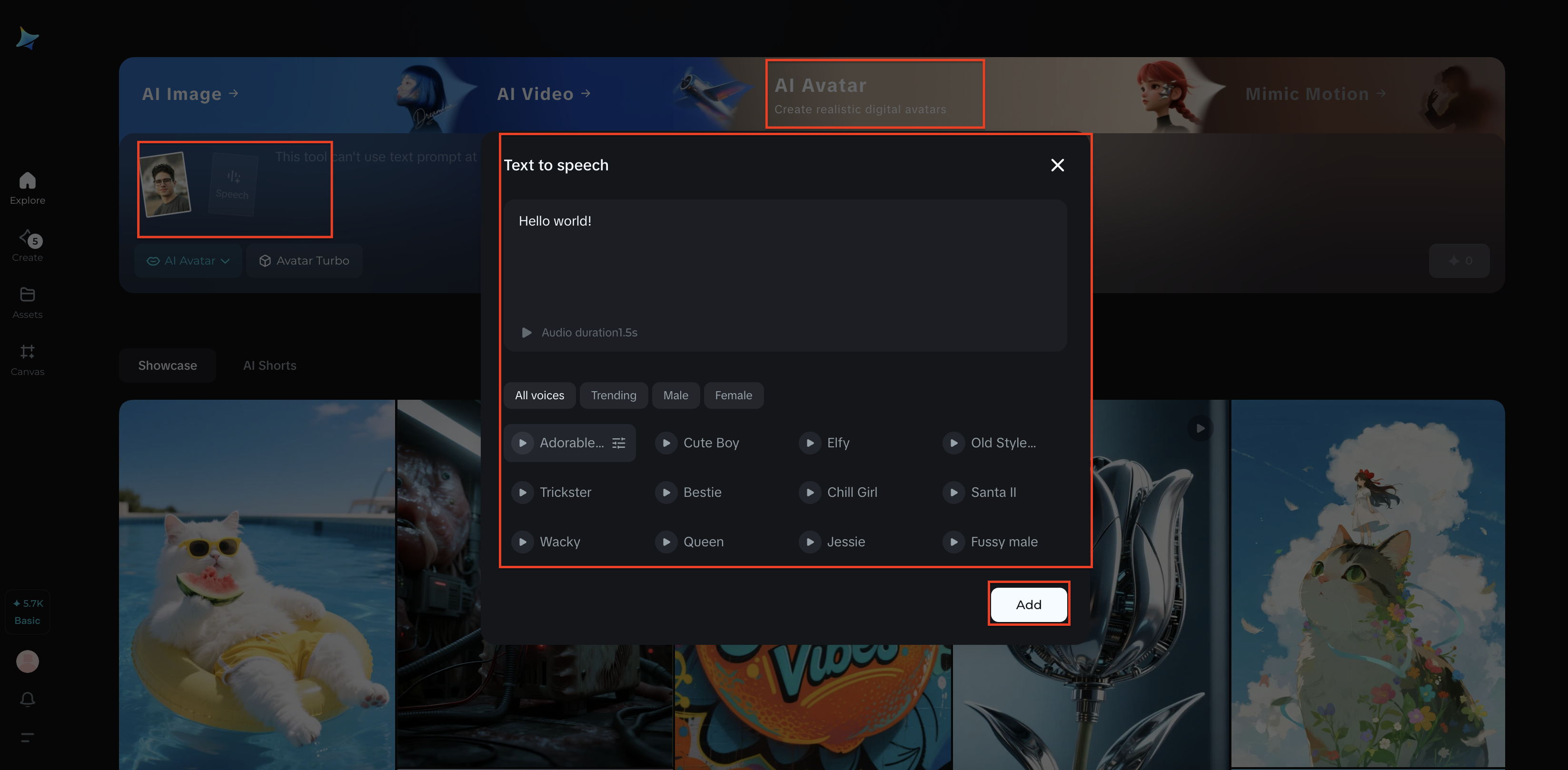 Sube una imagen y audio.