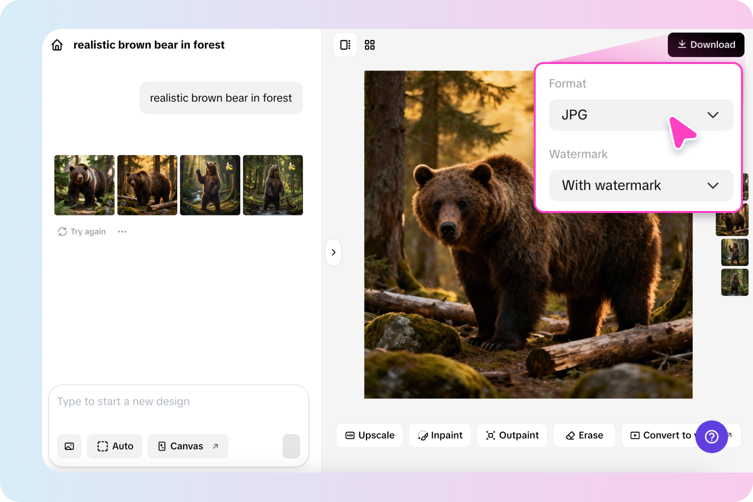 Exporting bear drawing
