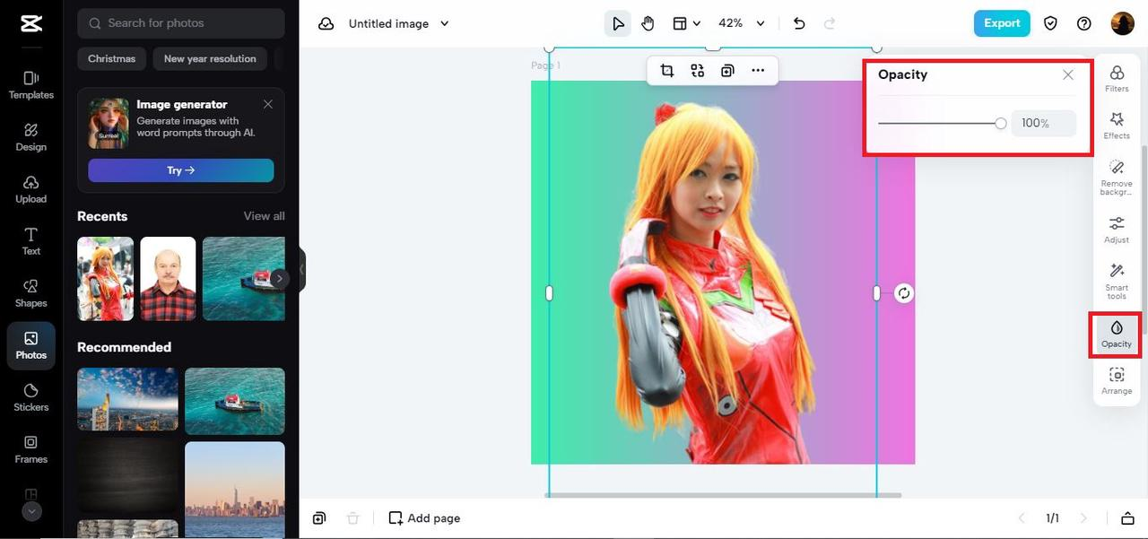 adjust opacity