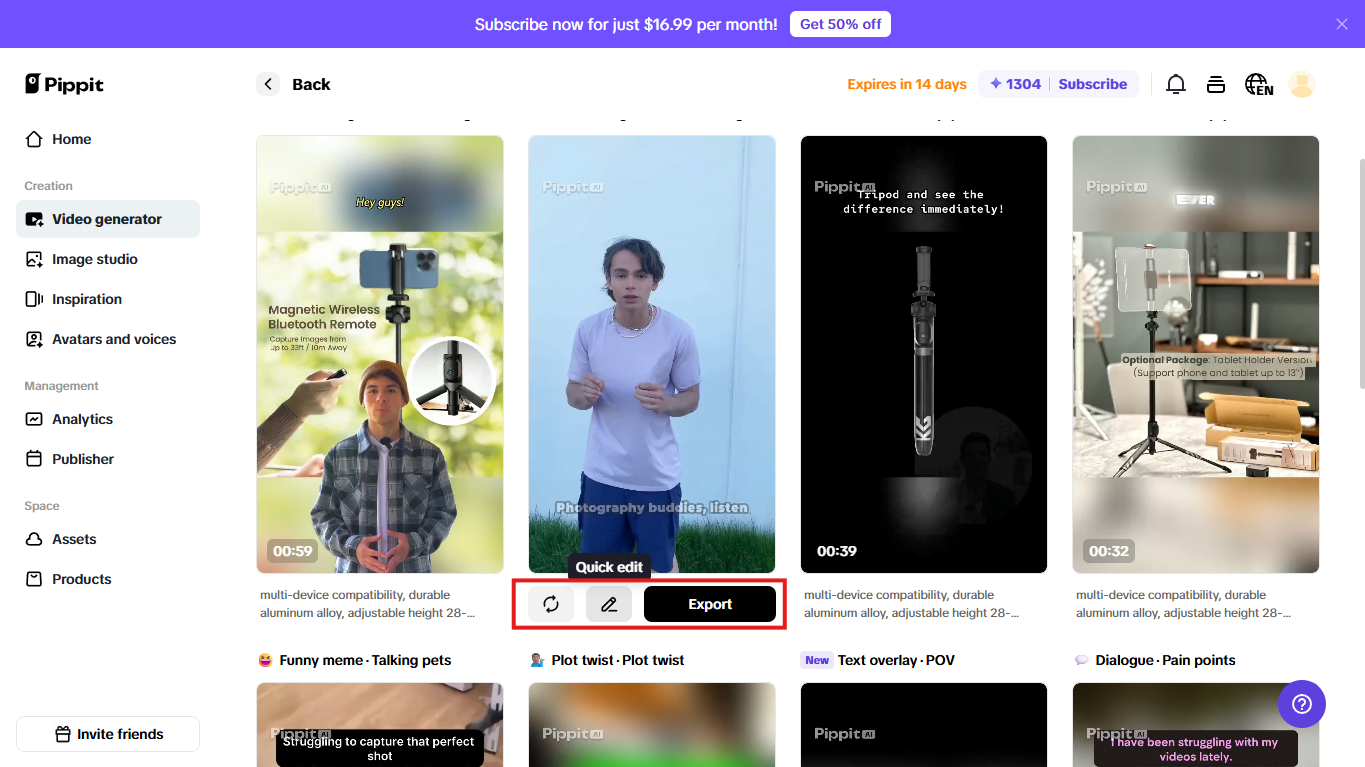 Change video style, quick edit or directly export