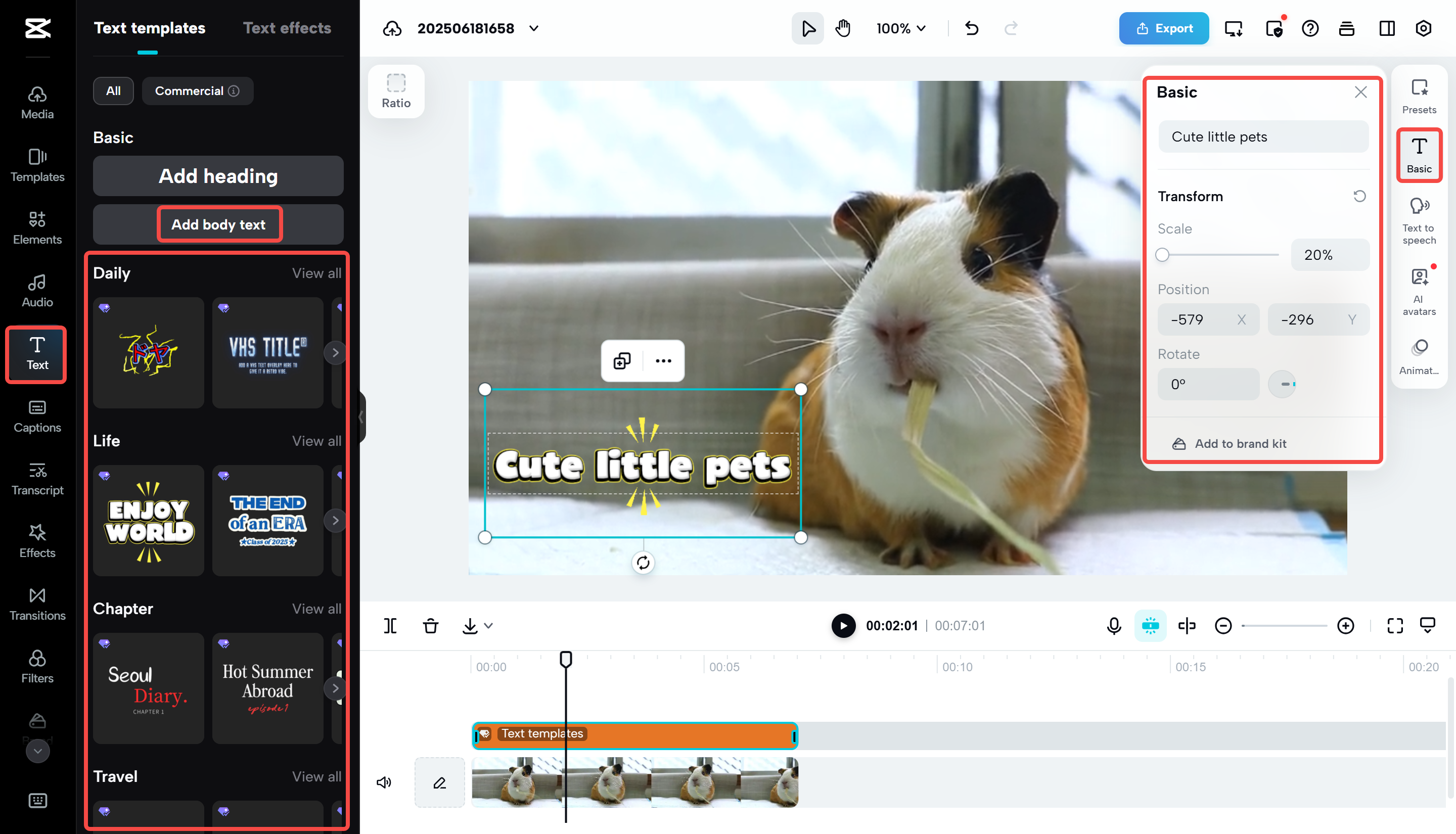 Editing a GIF on CapCut Web