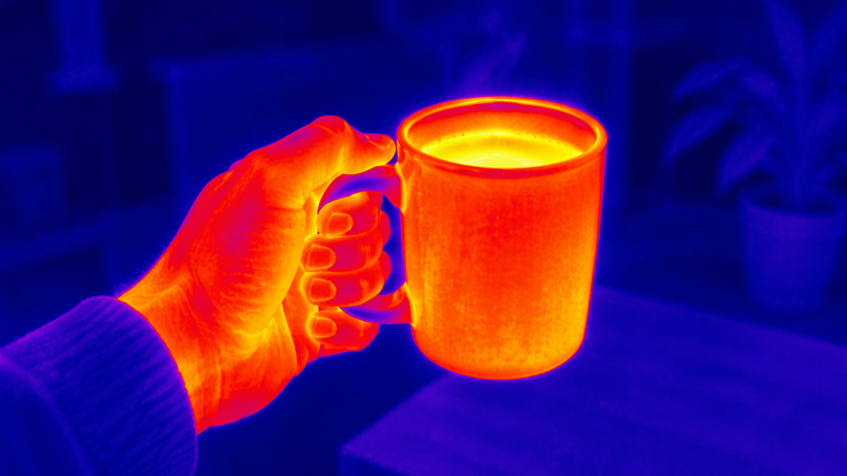 Dreamina thermal camera filter prompt example 2: Infrared City Silhouette