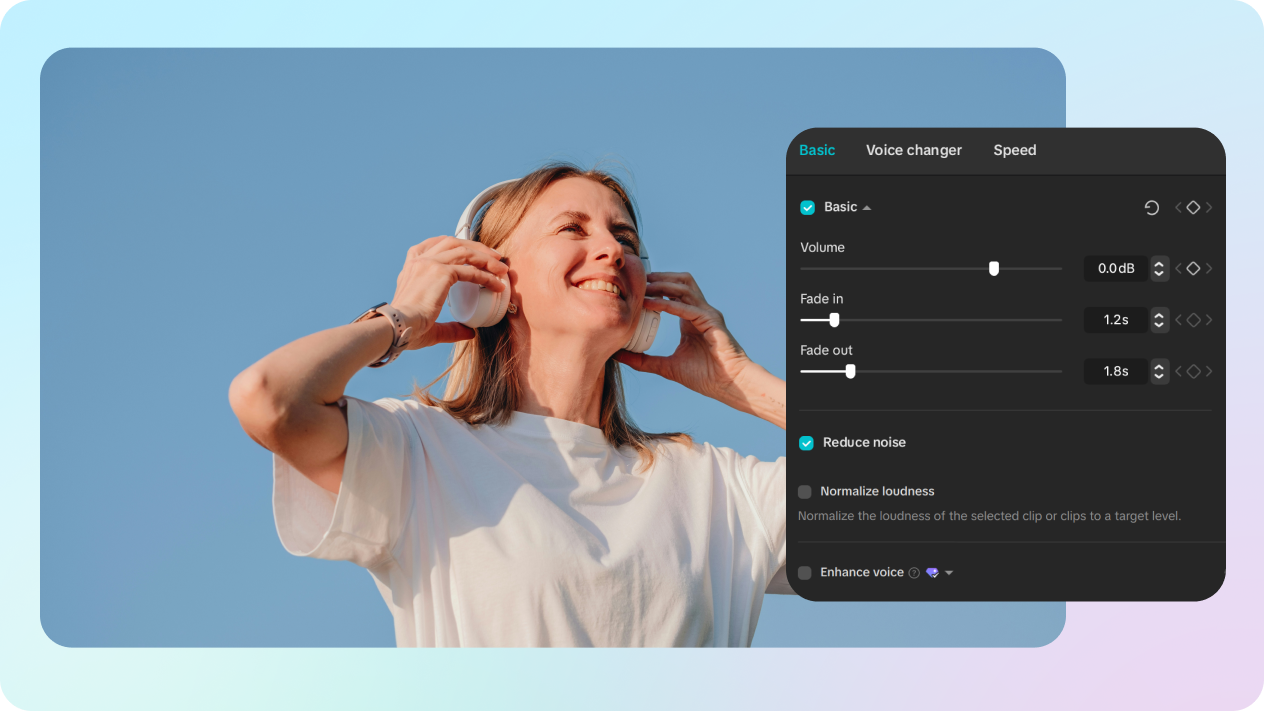 Affinez les instruments avec des outils d'amélioration audio dans le séparateur voix musique IA de CapCut
