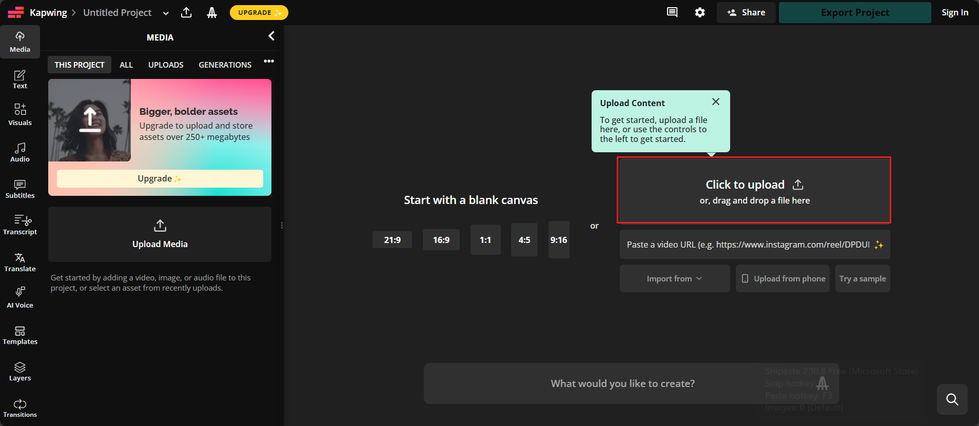 Upload raw video