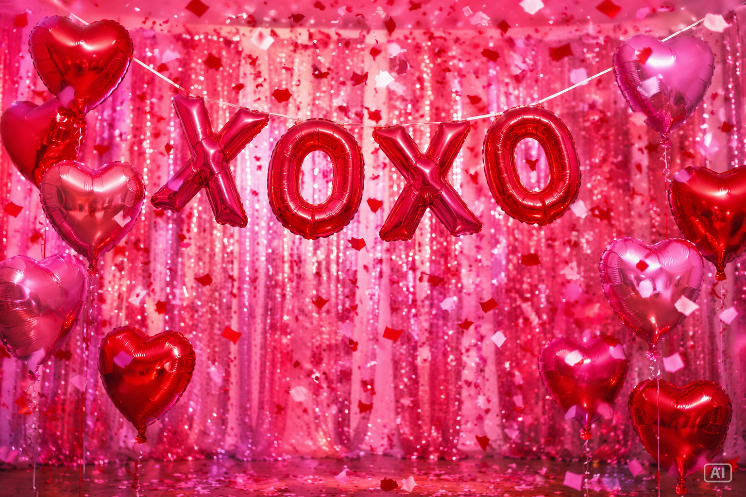 Confetti heart XOXO photo booth generated by Pippit